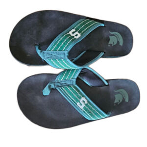 Michigan‎ State Spartans MSU Unisex Flip Flops Size 7 (in mens) Green White